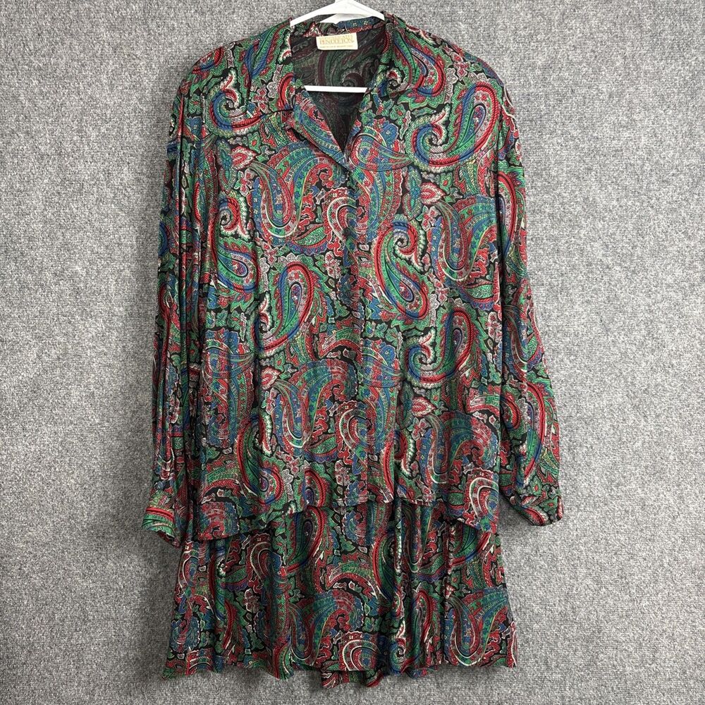 Pendelton Two Piece Skirt Set Womens Size 18 Green Red Paisley